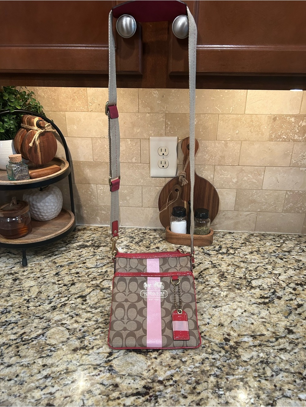 Coach Y2K Heritage Pink Stripe Slim Crossbody Messenger bag - Picture 1 of 10
